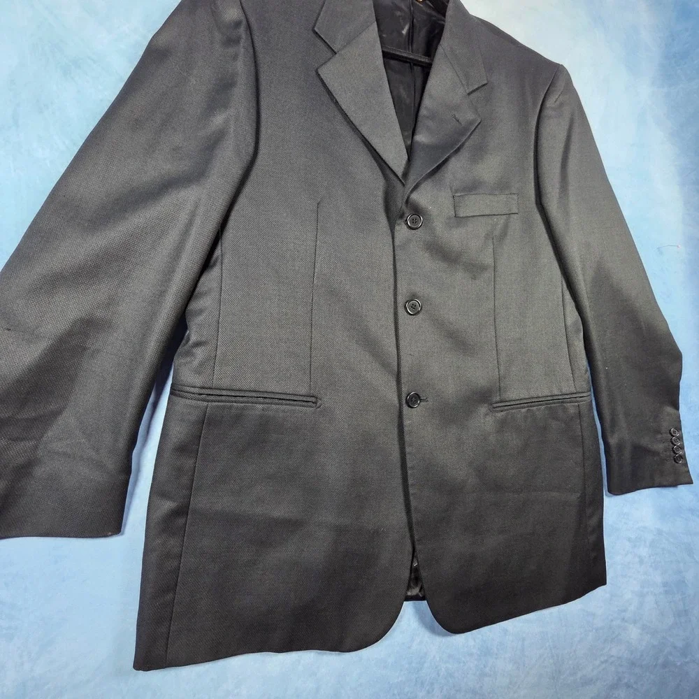 Mino Lombardi Mens Silk Wool Blazer Jacket Gray Tessilstrona Italy 3 Button 42R